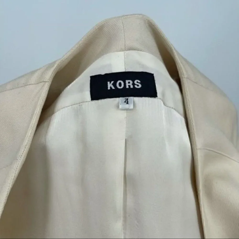 Vintage Kors by Michael Kors long blazer 4 tan with gold buttons wool blend BoxH